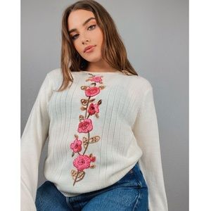 Vintage embroidered floral sweater